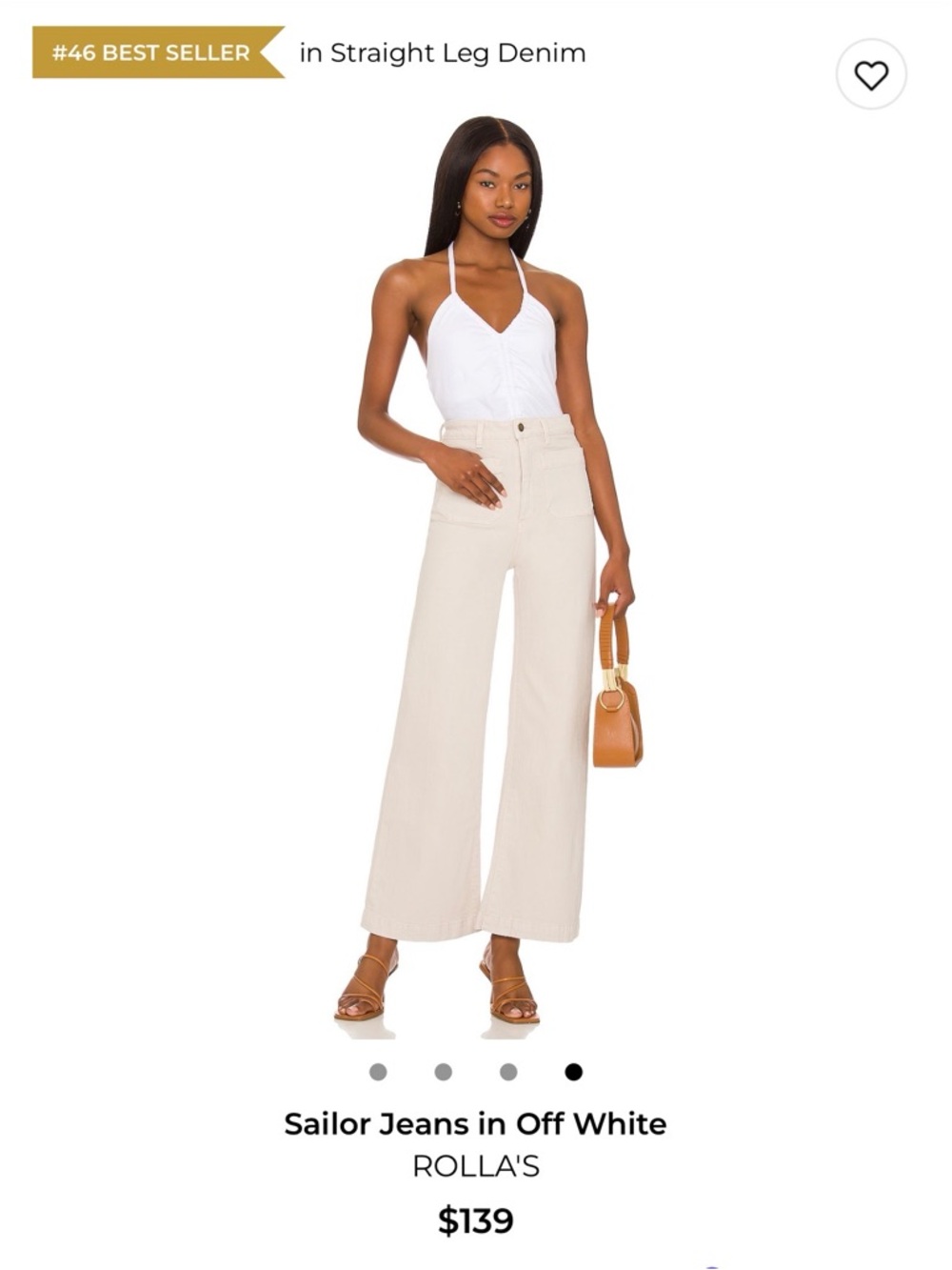 ROLLA'S Off White High-Rise Sailor Straight-Leg Jeans